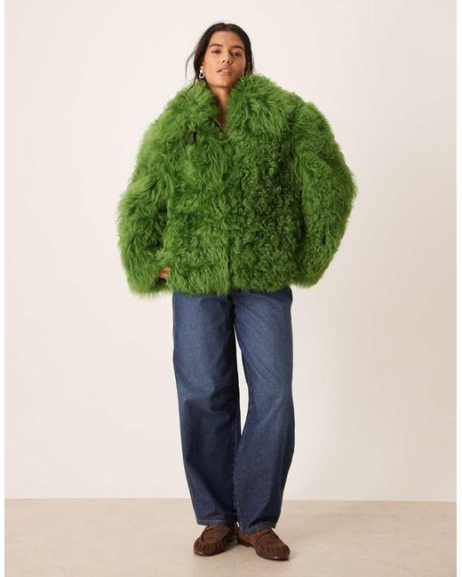 Urbancode Green Shearling Boxy Monster Jacket