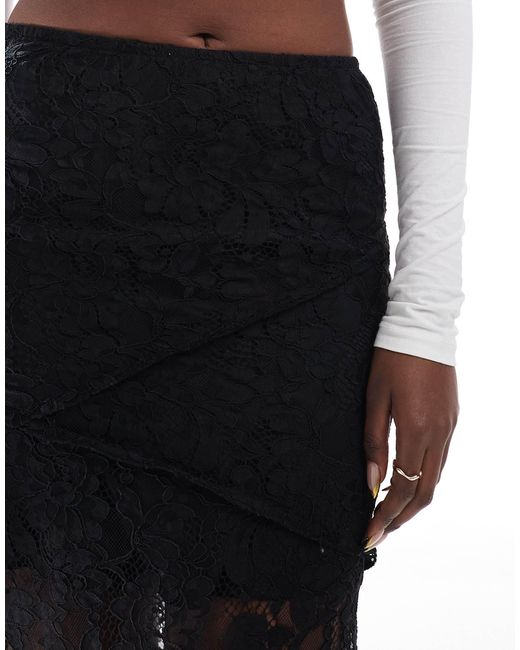 ASOS Black – maxirock aus spitze mit nahtdetails und mini-futter