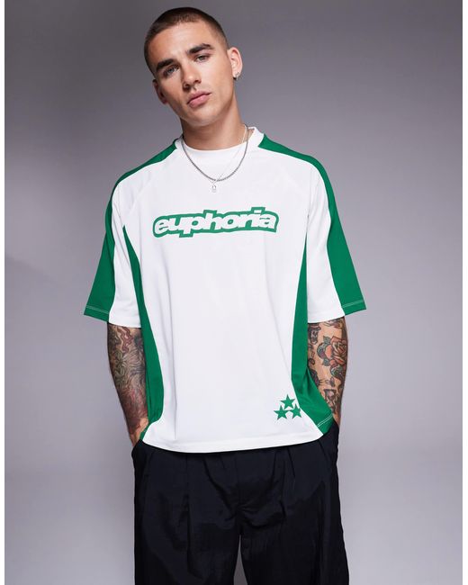 ASOS Gray Boxy Oversized T-shirt With Panelling And Text Graphic for men