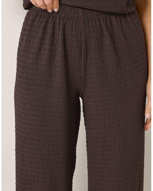 Long Tall Sally Brown Textured Wide Leg Trousers
