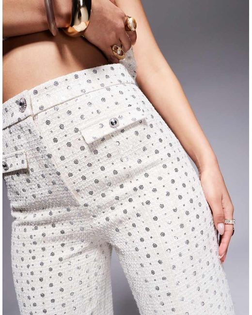 ASOS Bouclé Broek Met Versiering in het Gray