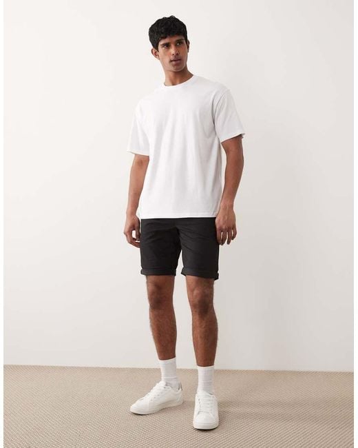 Only & Sons White Regular Fit Chino Shorts for men