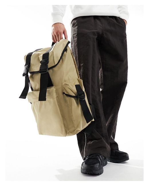 ASOS Multicolor Large Backpack Bag With Cargo Pockets And Black Trim for men