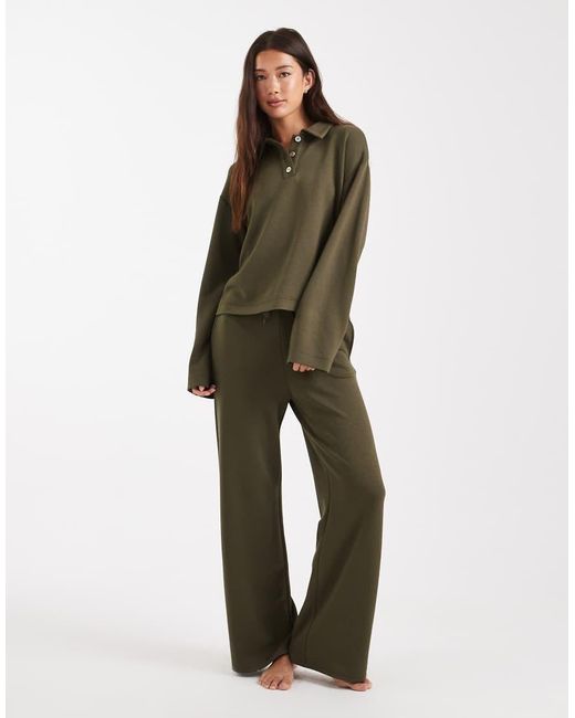 Vero Moda Superzachte Joggingbroek Met Wijde Pijpen En Gestrikte Taille in het Green