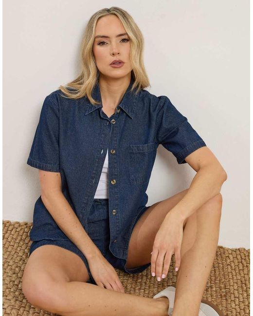 Long Tall Sally Blue Denim Short Sleeve Shirt