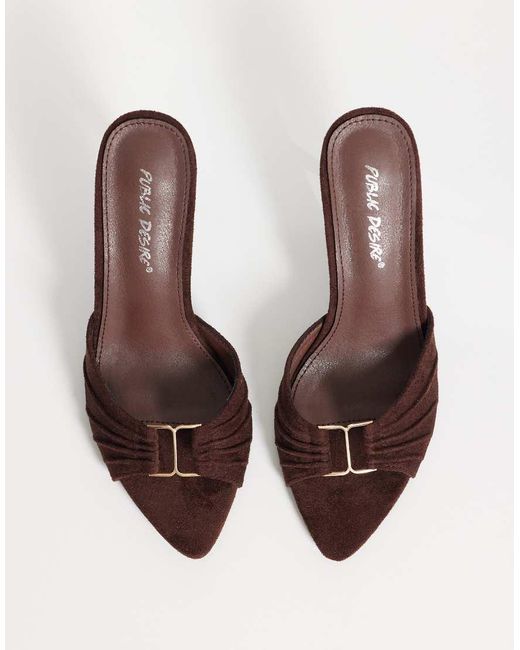 Public Desire Brown Kourtney Heeled Mule Sandals