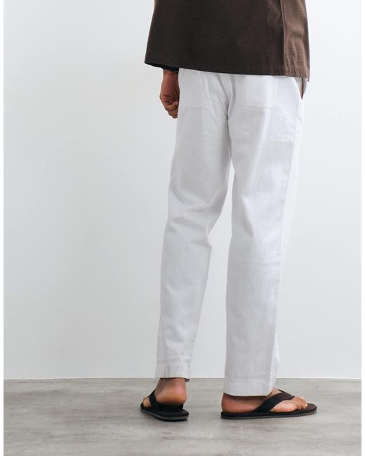 Mango White Straight Trouser for men