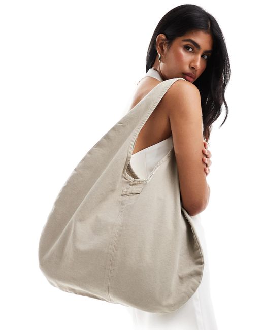 Pull&Bear Canvas Shopper Tas in het White