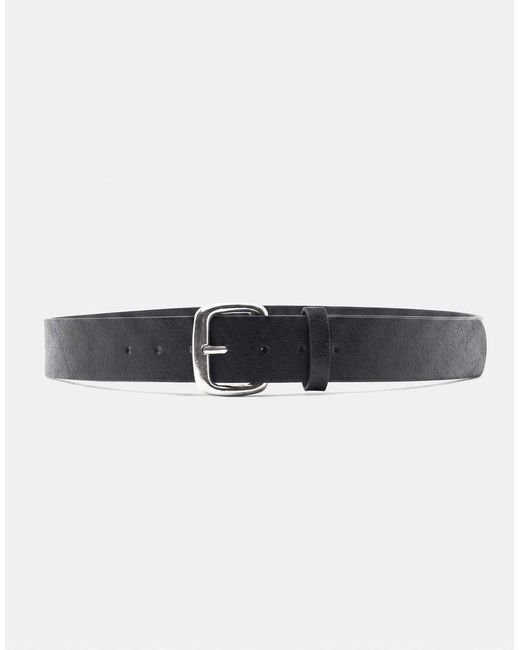 Pull&Bear Black Square Buckle Belt
