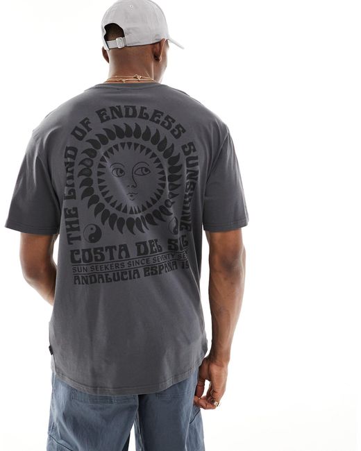 Only & Sons Gray Relaxed T-shirt With Sun Back Print for men