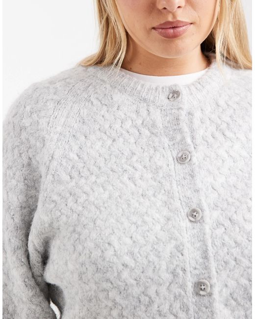 ASOS White Asos Design Curve Crew Neck Cardigan With Stitch Detail