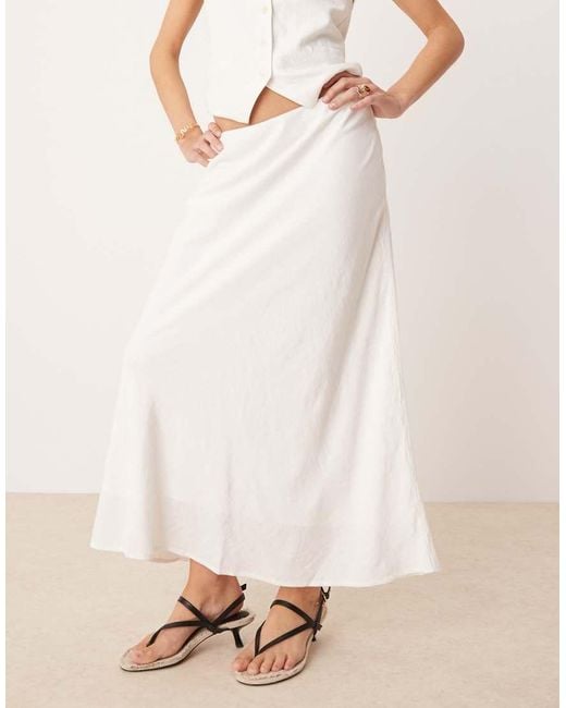 Abercrombie & Fitch Natural Bias Cut Linen Blend Maxi Skirt