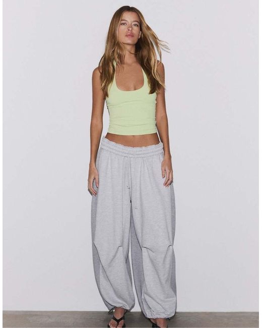 Stradivarius Green Racer-neck Top
