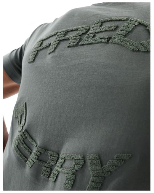 Fred Perry Gray Warped Back Graphic T-shirt for men