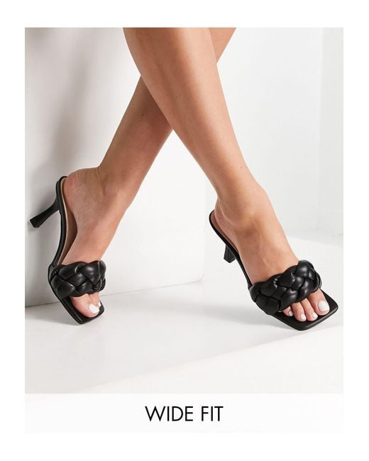 Raid Wide Fit Sandra Plaited Mules in Black Lyst