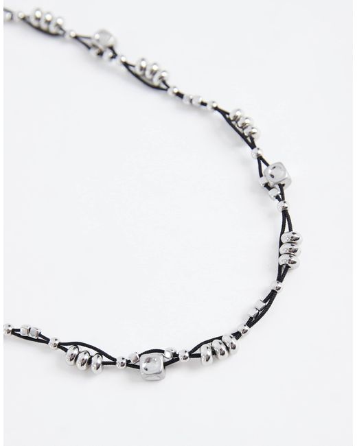 ASOS Multicolor Black Cord And Sqaure Beaded Necklace for men