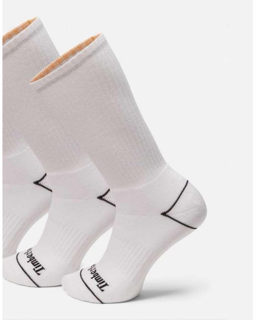 Timberland White 3-Pack Bowden Full Cushion Crew Sock