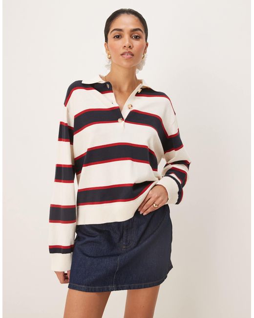 Gina Tricot Blue – langärmliger relaxed-fit-rugby-pullover