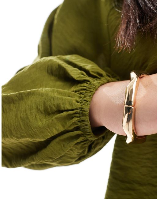 ASOS Green Tie Front Ruffle Detail Smock Top