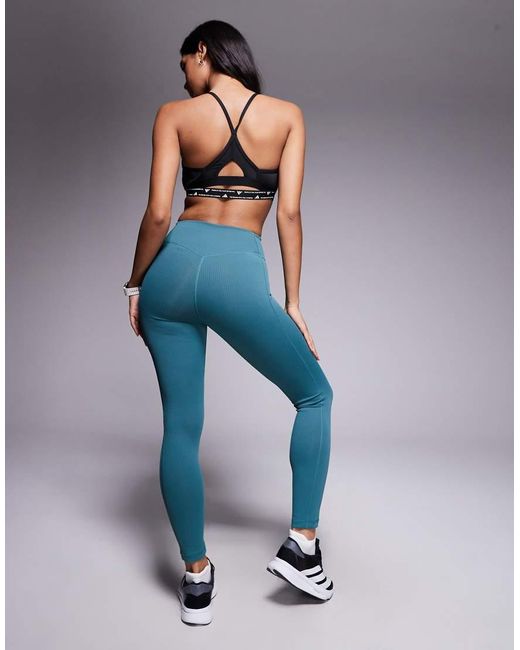 Adidas Originals Blue Adidas Training Optime 7/8 Rib leggings