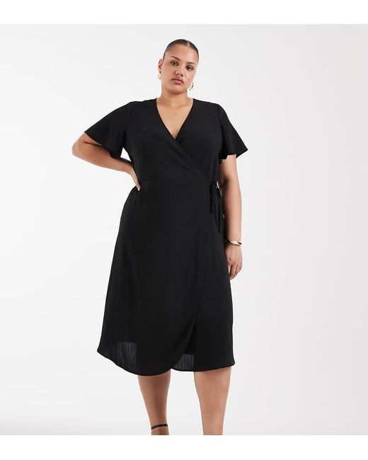 ONLY Black Wrap Midi Dress