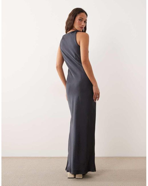 Jdy Blue High Neck Satin Maxi Dress