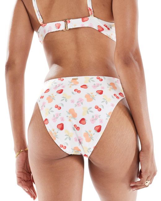 Hollister White – curvy – knappe bikinihose mit hohem bund und blumenmuster, kombiteil