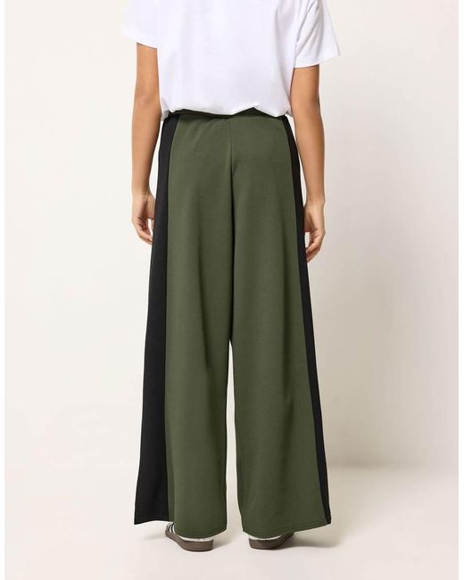PixieGirl Green Petite Side Panel Wide Leg Trousers