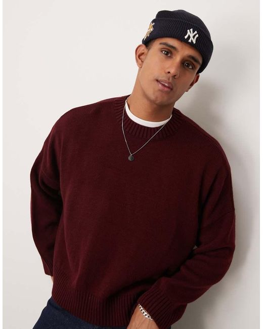 ASOS Red Super Oversized Boxy Fit Knitted Jumper for men