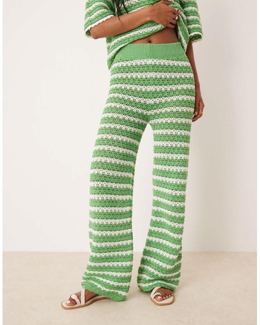 ASOS Green Co-ord Knitted Stitch Wide Leg Trousers