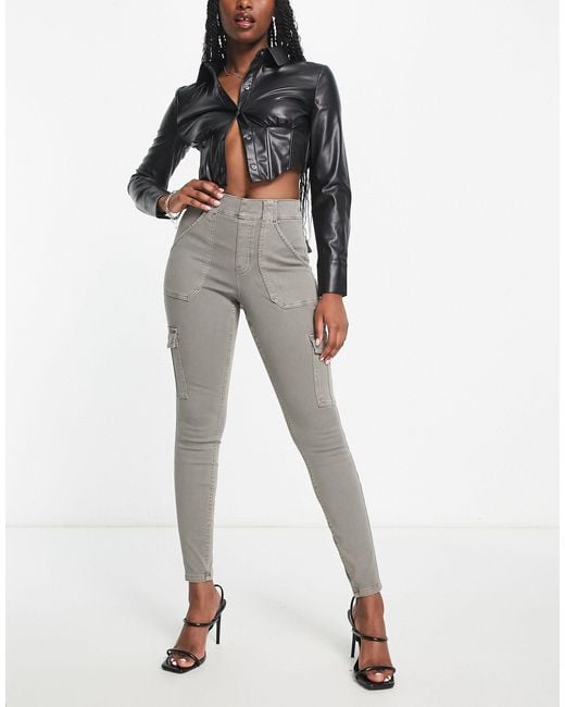 Spanx High Waist Skinny Cargo Pants in Grey Lyst UK