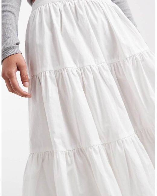 ASOS White Tiered Volume 90's Midi Skirt