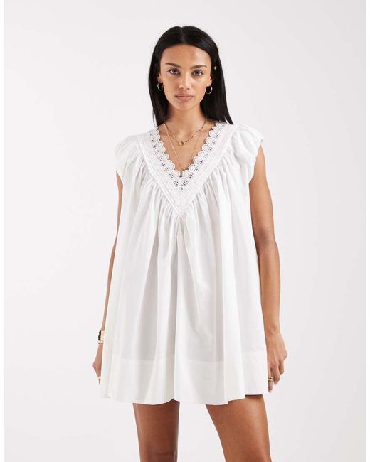 Free People White Sundazed Smock Mini Dress