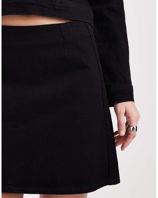 ASOS Black Denim Low Waist Flare Hem Mini Skirt Co-ord