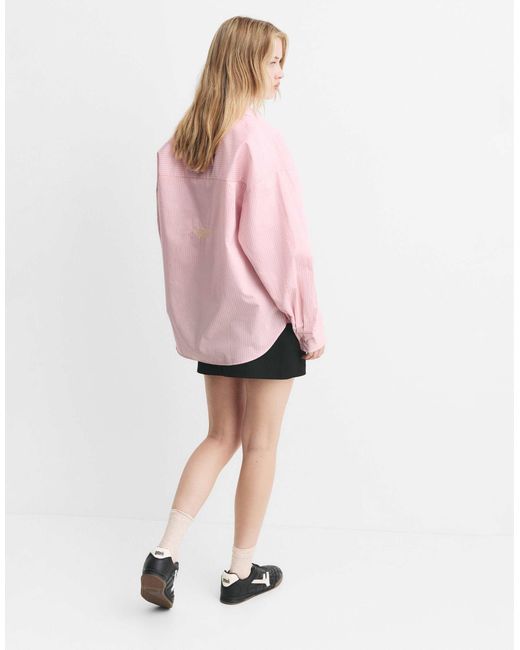 Pull&Bear Pink – gestreifte hemdbluse aus popeline