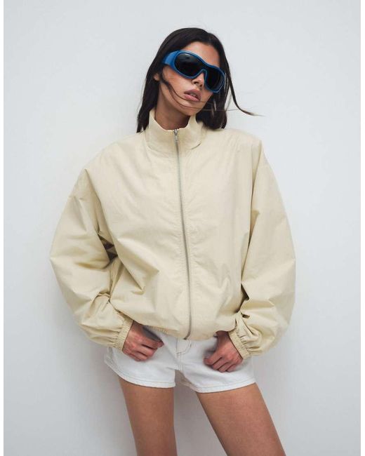 Weekday Natural Track Jacket With Funnel Collar