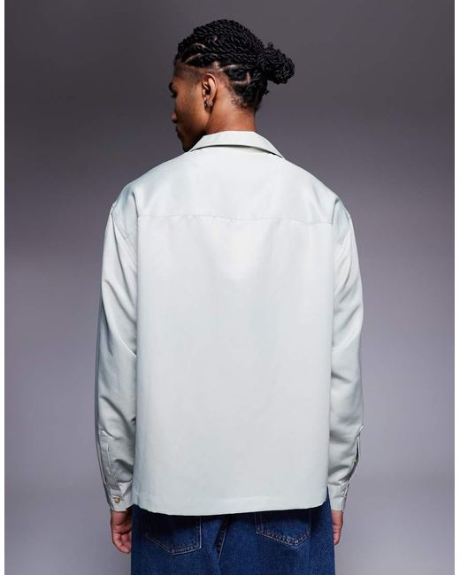 Camisa Gris Mineral Extragrande De Manga Larga Con Cuello De Solapas De -Neutro ASOS de hombre de color Gray