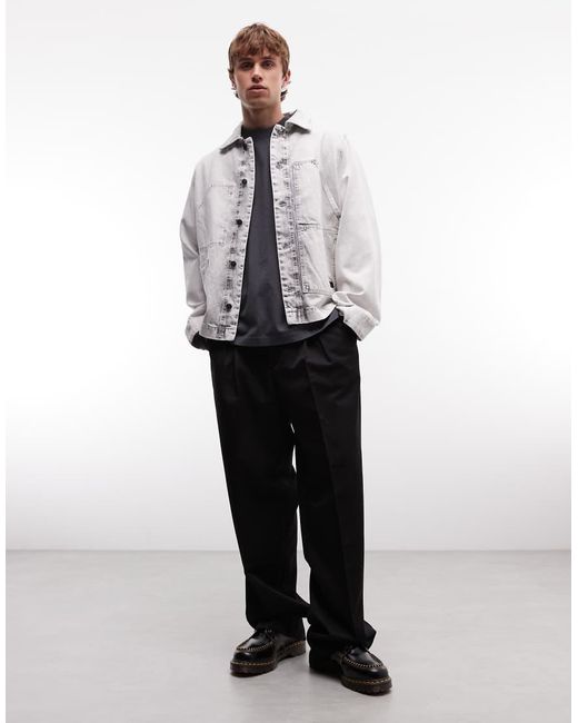 AllSaints Gray Mukesh Button Through Denim Shacket for men