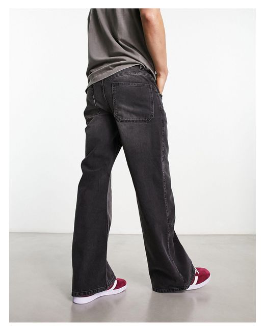 ASOS Wijde Flared Jeans Met Inzetstukken in het Grijs voor heren | Lyst NL