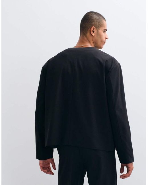 ASOS Blue Boxy Collarless Suit Jacket for men
