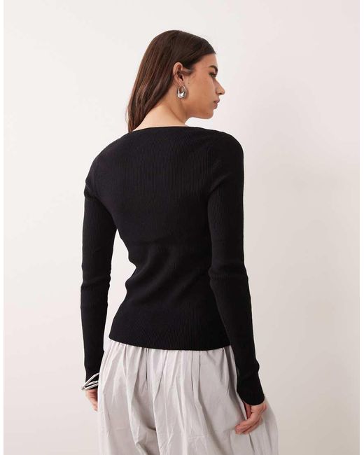 ASOS Black Cotton Blend Wide Scoop Cardigan With Contrast Buttons
