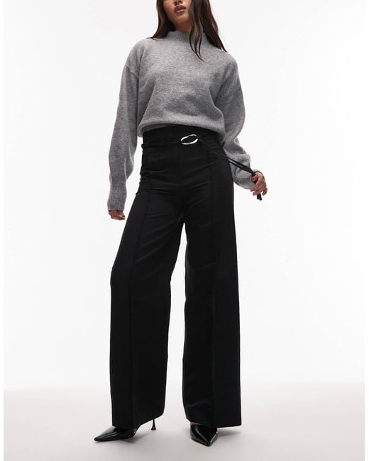 & Other Stories Black Tie Belt Flared Tailored Pants
