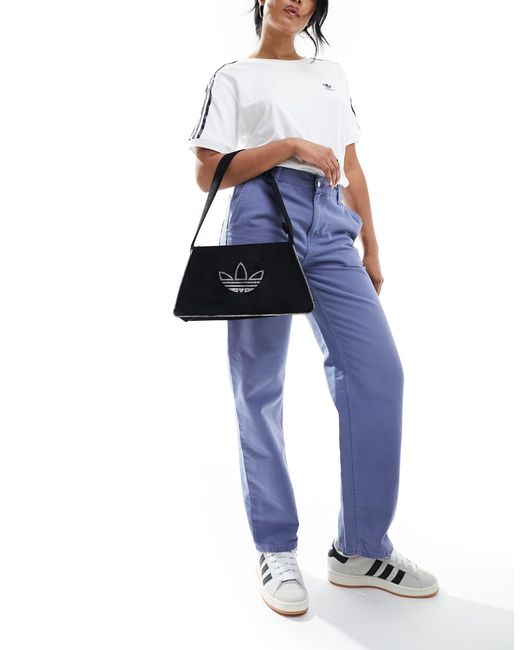 Borsa da spalla nera con strass di Adidas Originals in White
