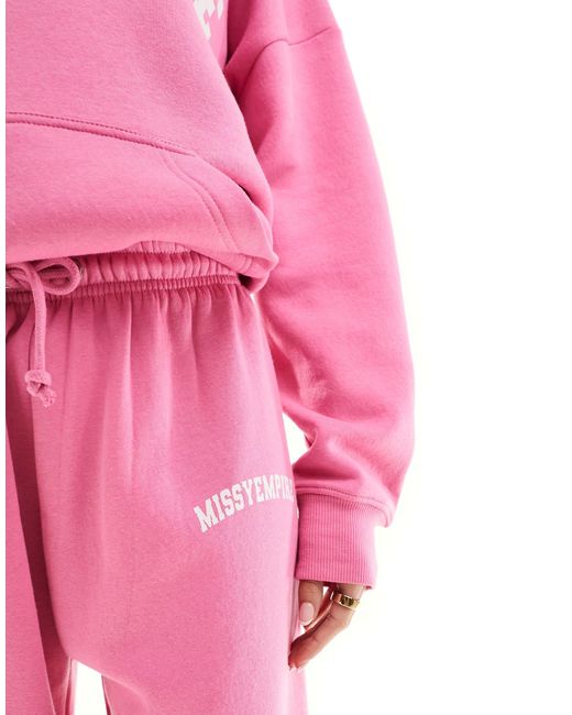 Joggers con polsini con logo di Missy Empire in Pink