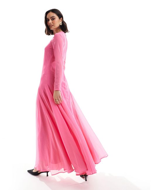 ASOS Pink Sheer Chiffon Midaxi Tent Dress