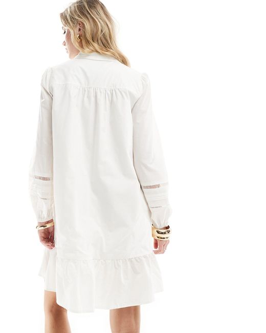 Superdry White – hemdblusenkleid aus spitzenmix