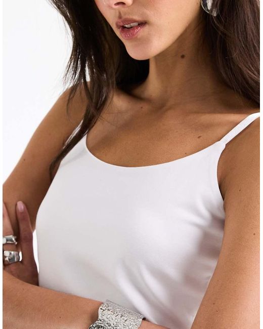 ASOS White Longline Double Layered Scoop Neck Cami