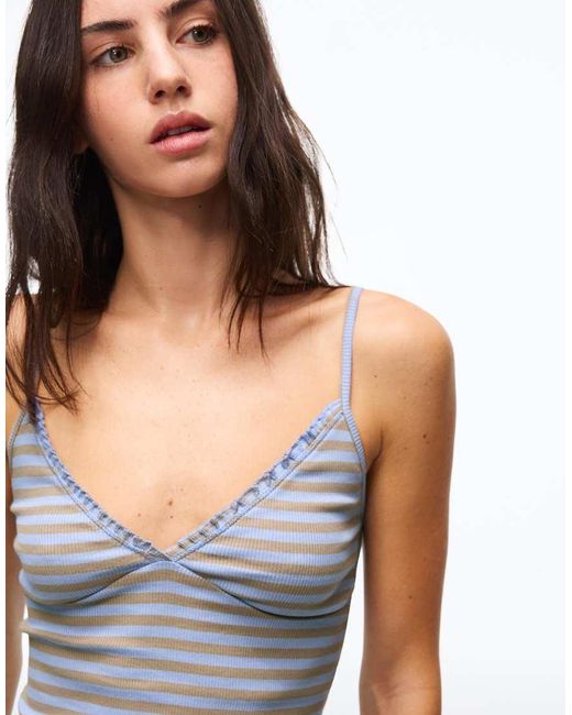 Bershka White Gathered Strappy Top