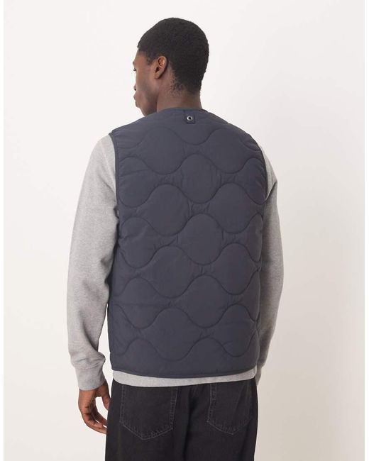 ARKET Blue Quilted Vest With Zip Front for men