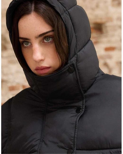 Stradivarius Brown Hooded Puffer Jacket